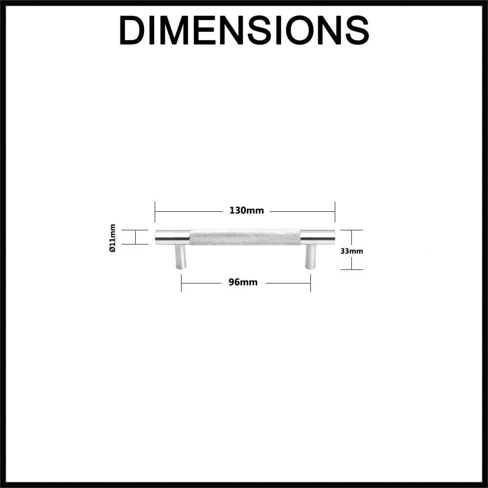 Manovella Charmian 130mm knurled cabinet drawer pull handle dimensions guide