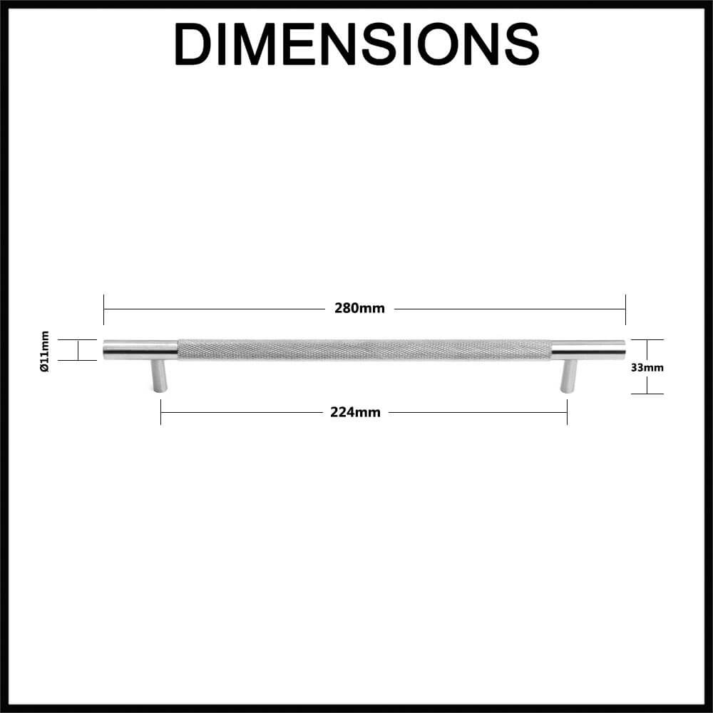 Manovella Charmian 280mm knurled cabinet drawer pull handle dimensions guide