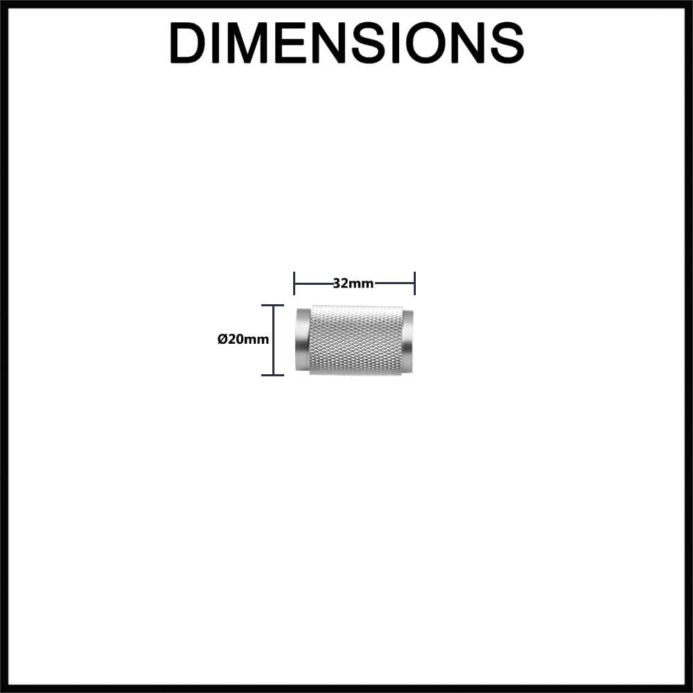 Manovella Helena Knurled Cabinet Knob- 20mm - Brushed Brass Dimensions