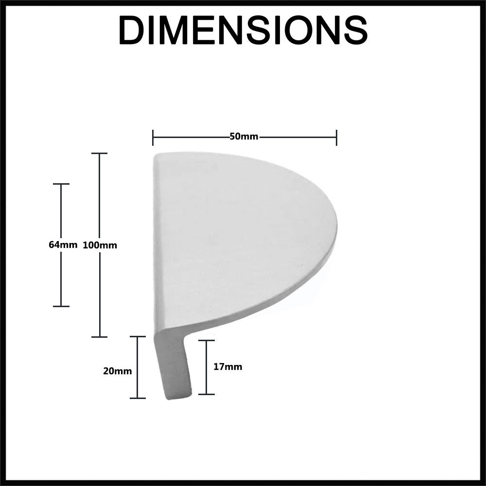 Manovella Iris Half Moon Cabinet Drawer Handle - 100mm - White Dimensions