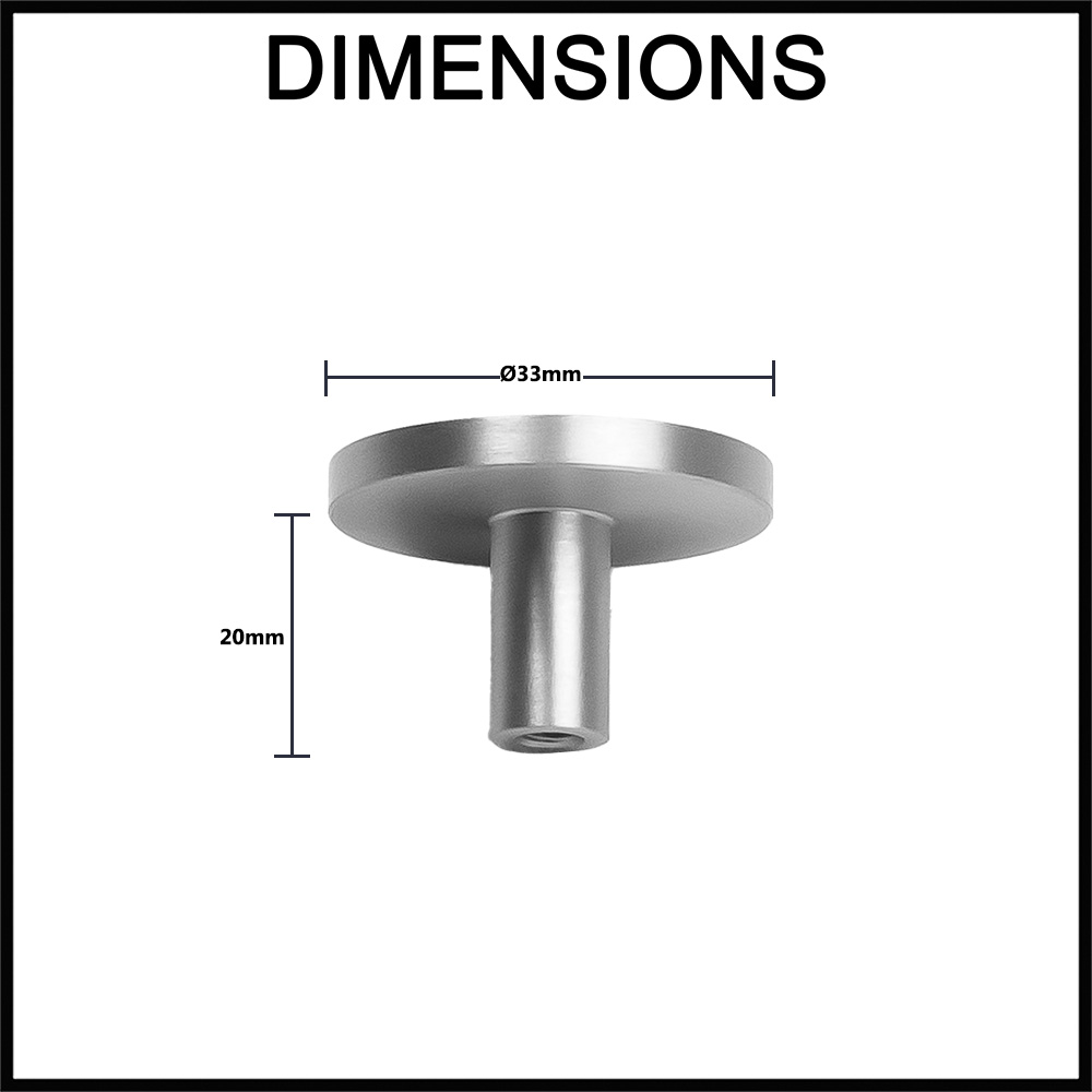 Manovella Olivia Round Profile Cabinet Knob- 33mm - Brushed Brass Dimensions