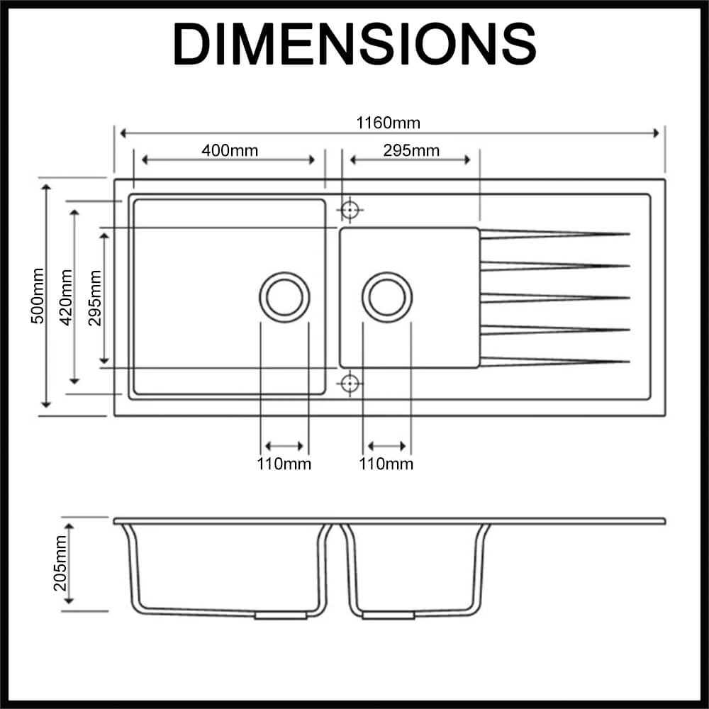 carysil TWMD-200V kitchen sink 1160mm