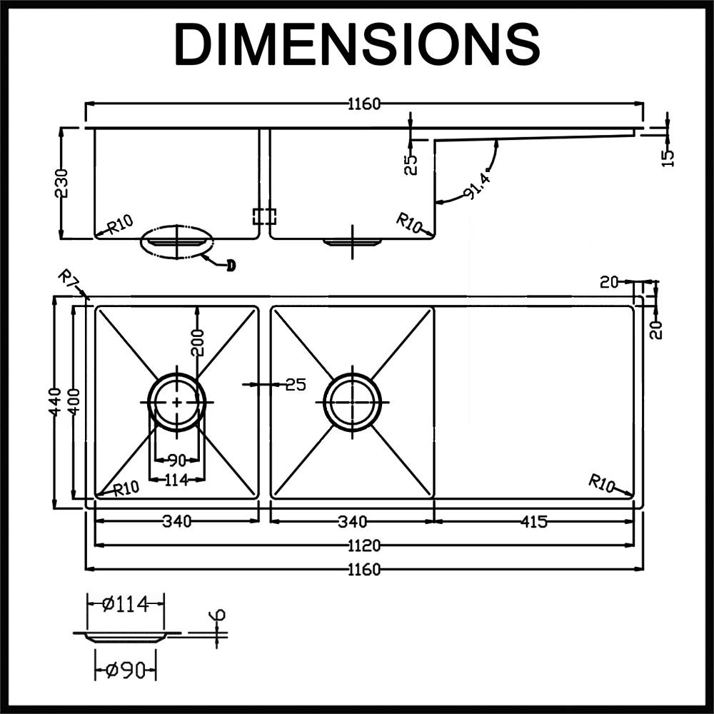 meir kitchen sinks double bowl nano coating