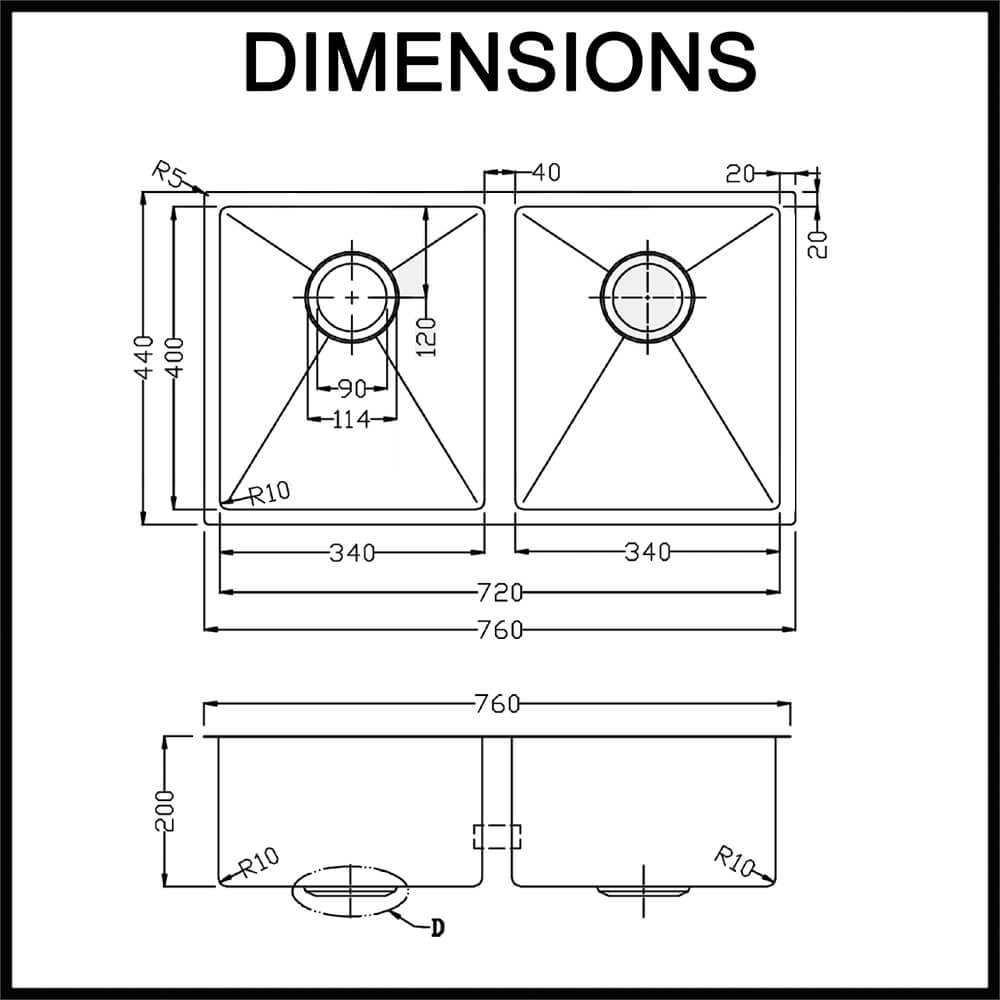 meir kitchen sinks double bowl nano coating