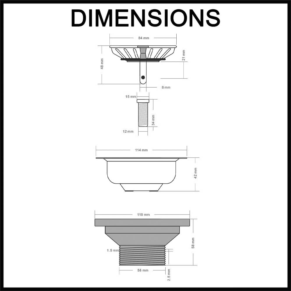 Kitchen Sink Strainer and Waste Plug Basket with Stopper