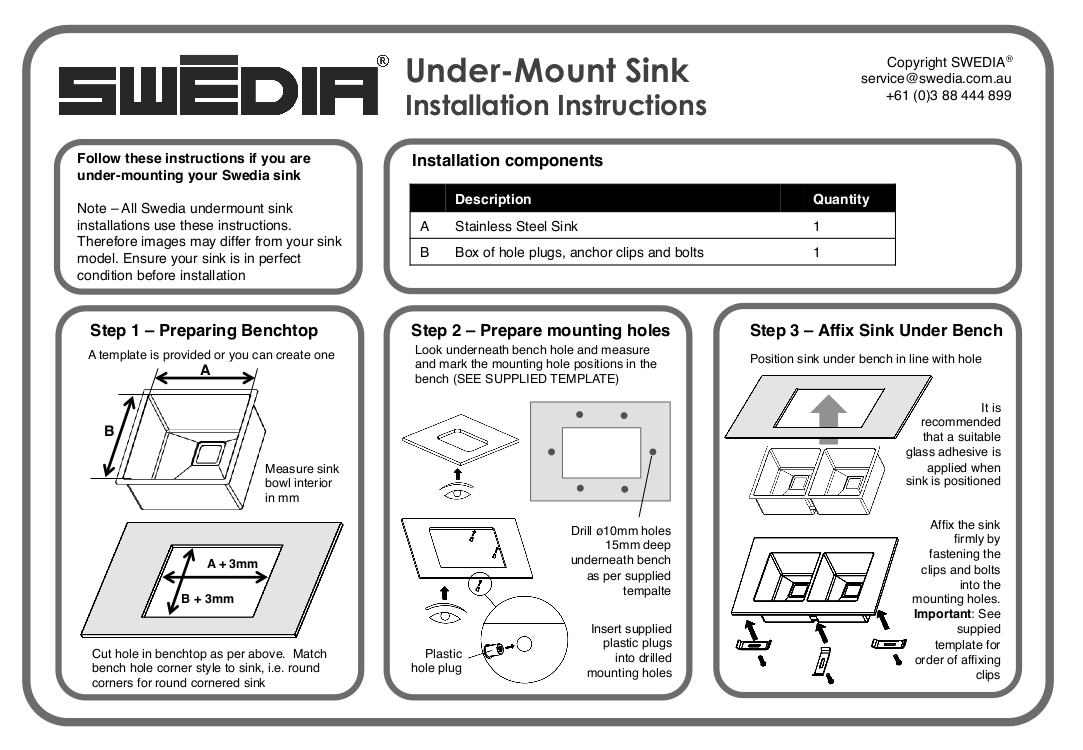 Installing your swedia sink - undermount stainless steel sink undermount installation instructions
