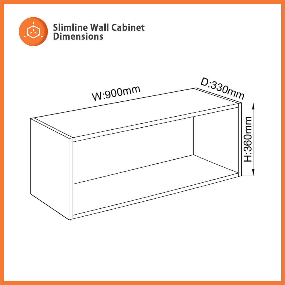 flat pack slimline kitchen wall cabinet 90cm