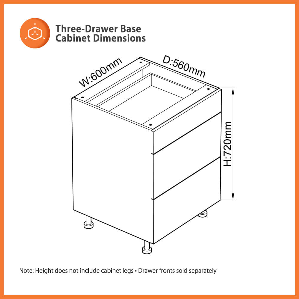 flat pack drawer cabinet 600mm