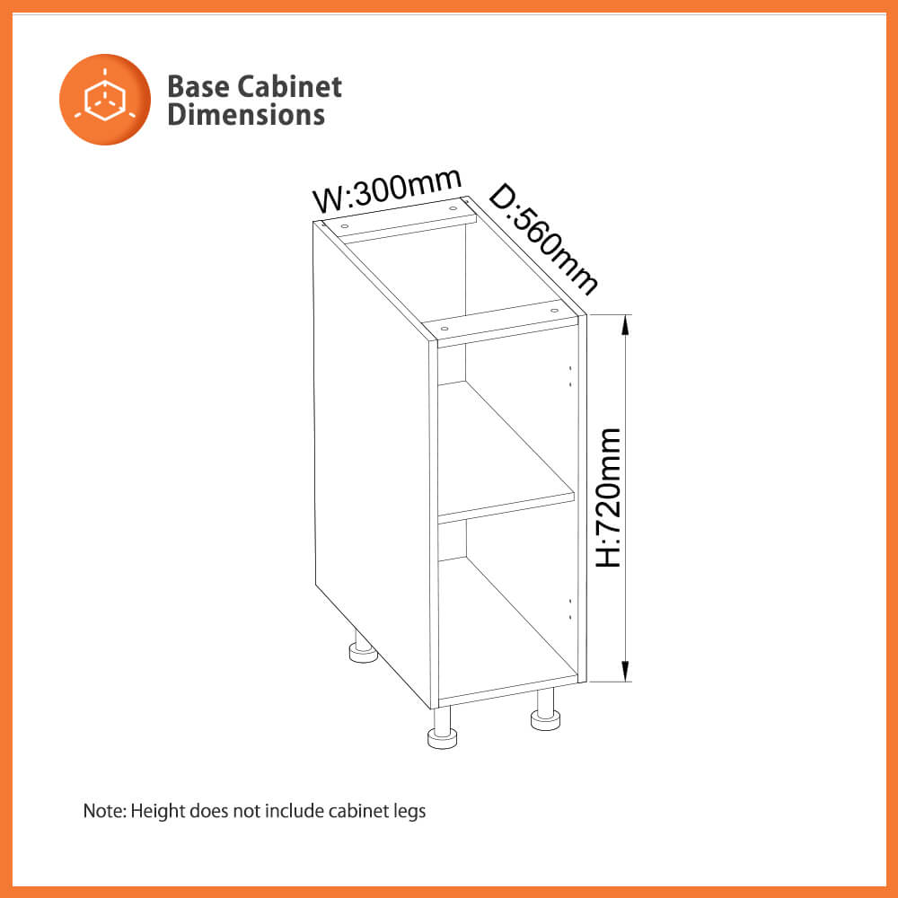 flat pack base cabinet 300mm