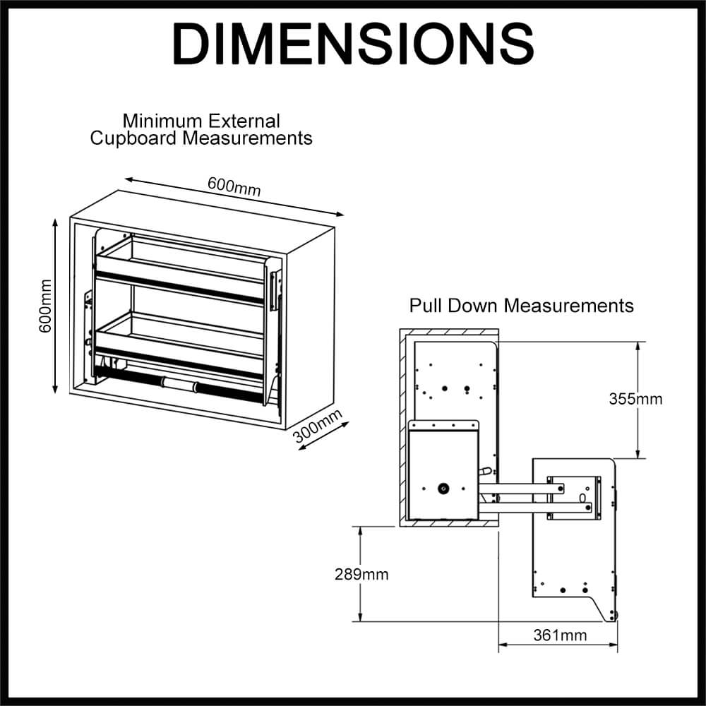 nero pull down overhead cabinet storage