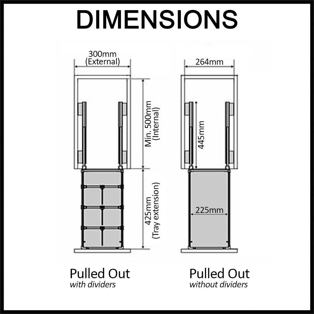 pull out cupboard organiser suits 300mm cabinet dark grey