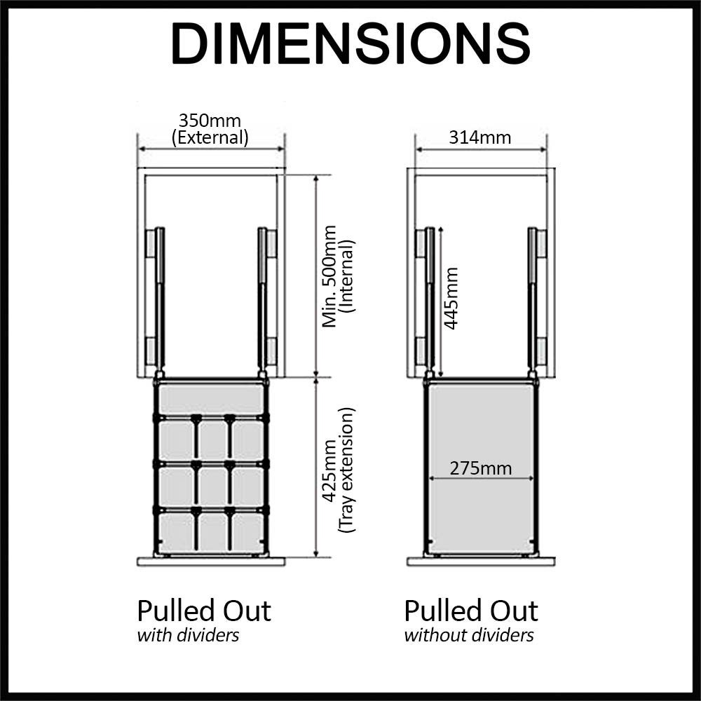 pull out cupboard organiser suits 350mm cabinet dark grey