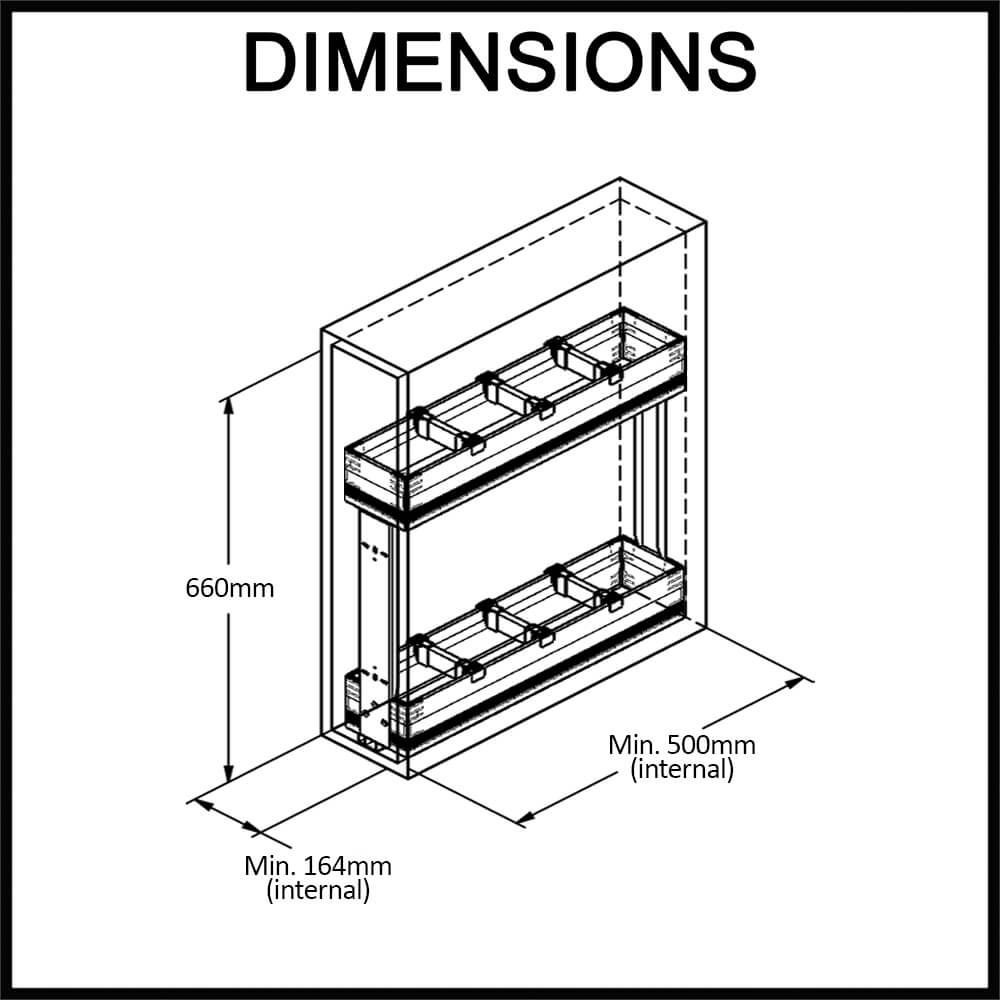 kitchen pull out storage unit 200mm external width cupboard