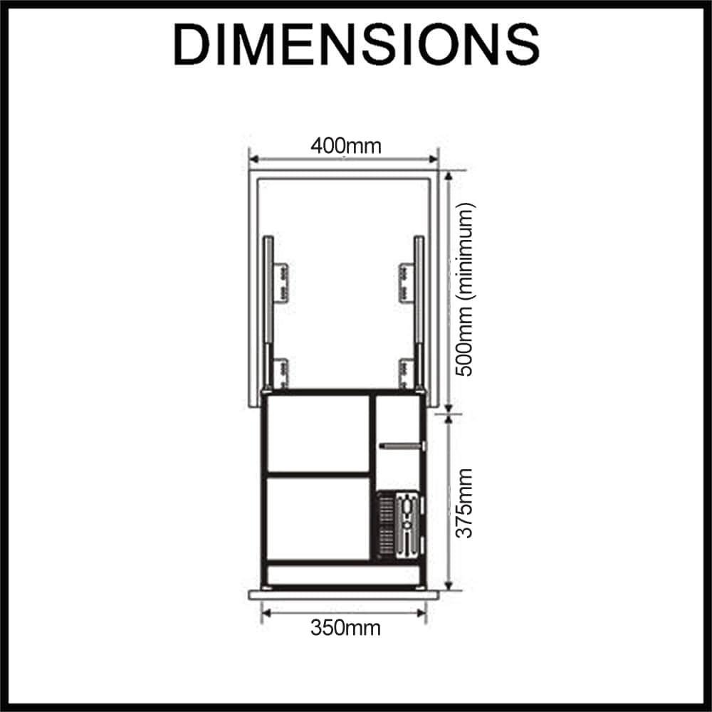 galley under bench pull out 400mm dimensions