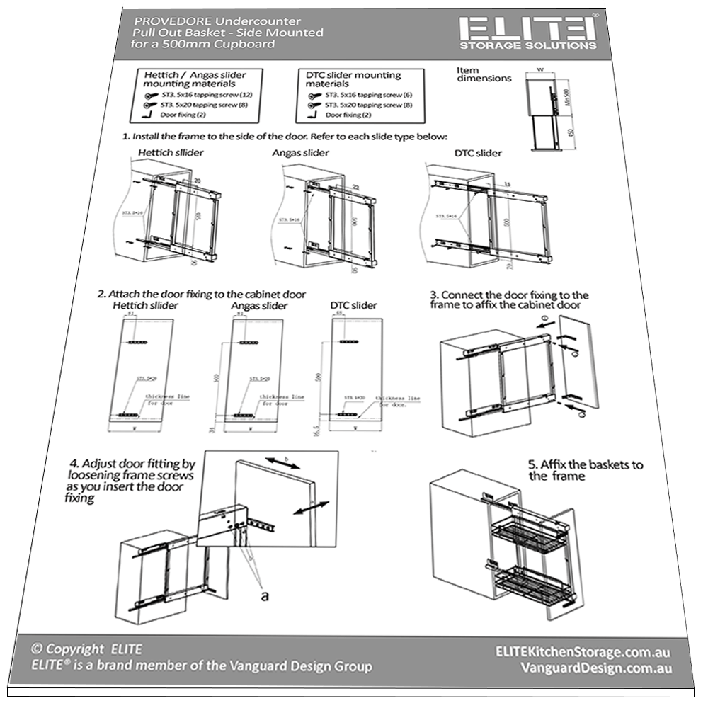 installation guide for small pull out pantry 2 layer baskets