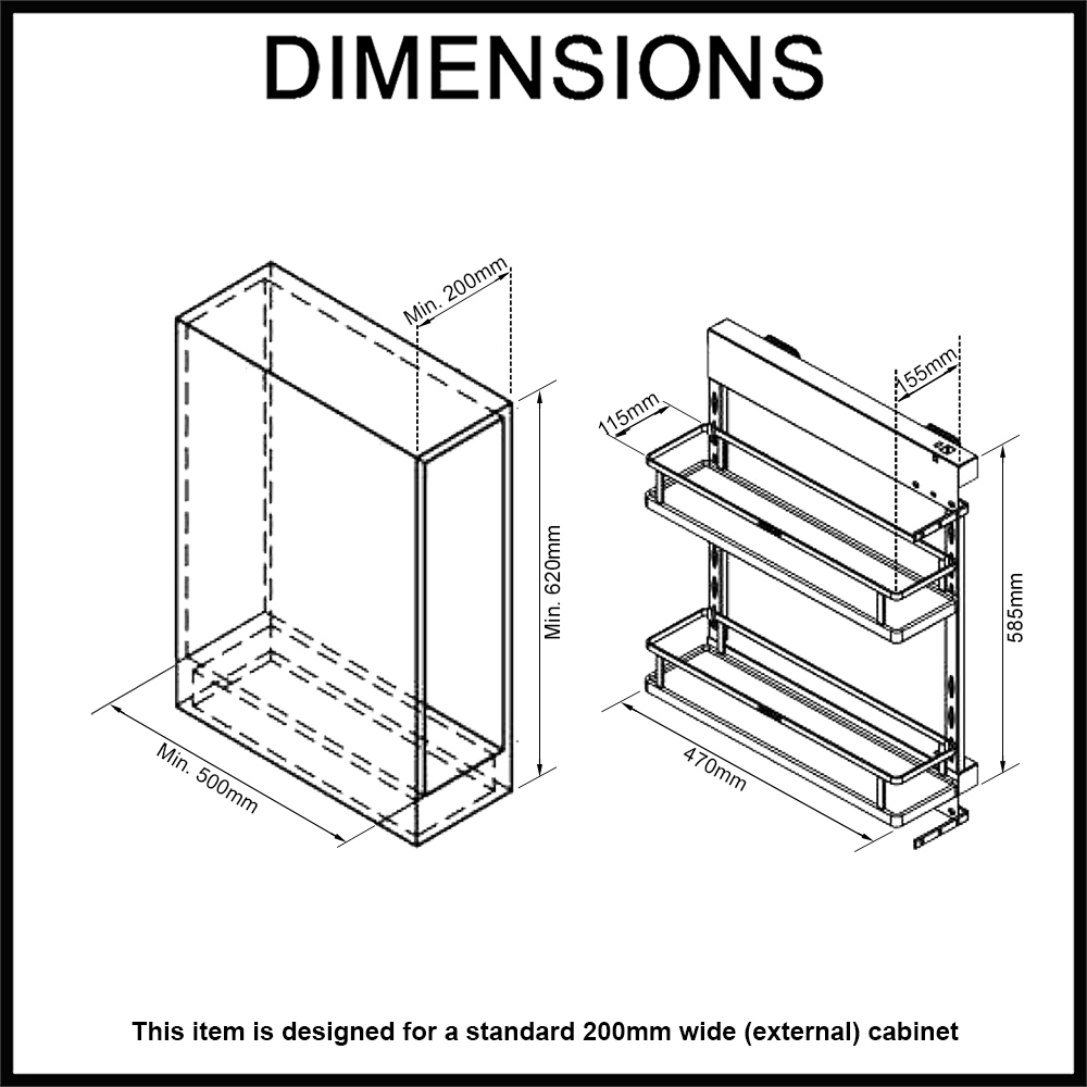 pull out storage for 200mm cupboard