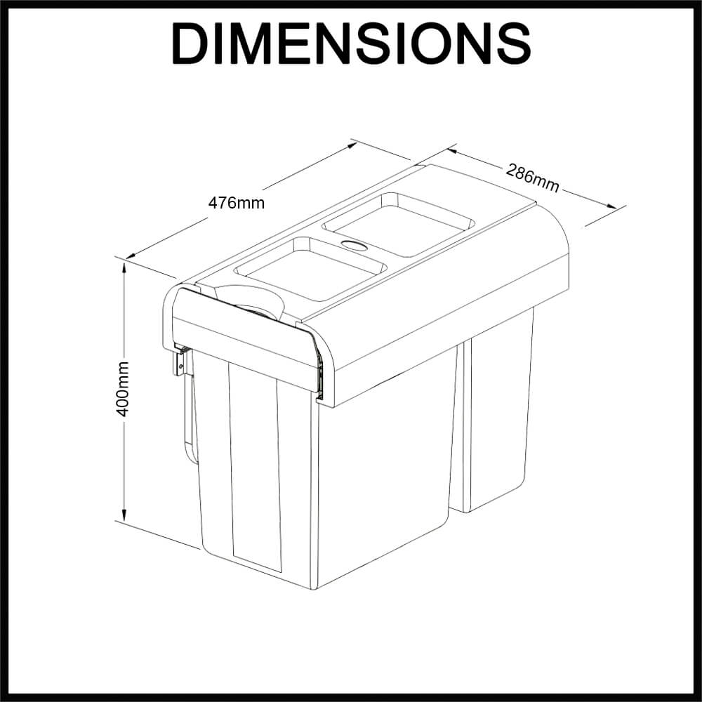 side mount dual waste bins dimensions